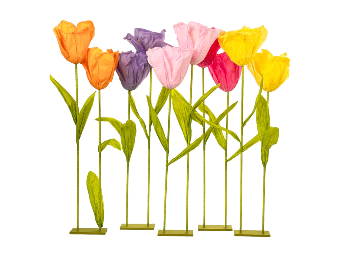 Stelo tulipano d50x30h175cm carta in colore assortiti 2 pezzi
