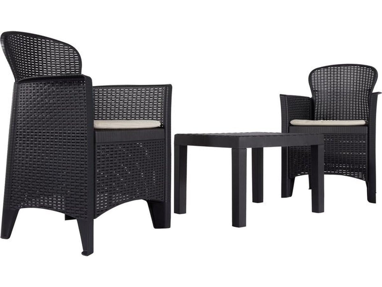 Set akita rattan antracite con cuscino grigio