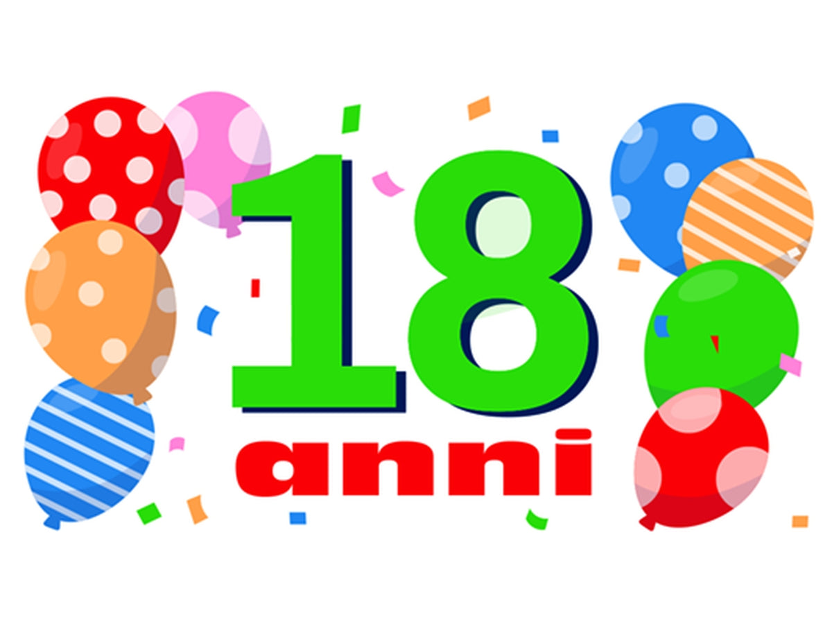 Biglietti bomboniera 100 pezzi f.to a4 18 anni palloncini