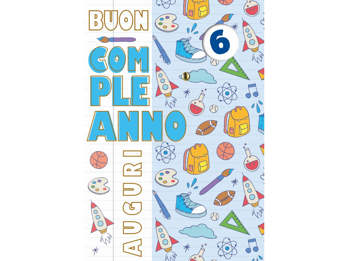 Biglietto buon compleanno bimbi rotella 1-9 maschile