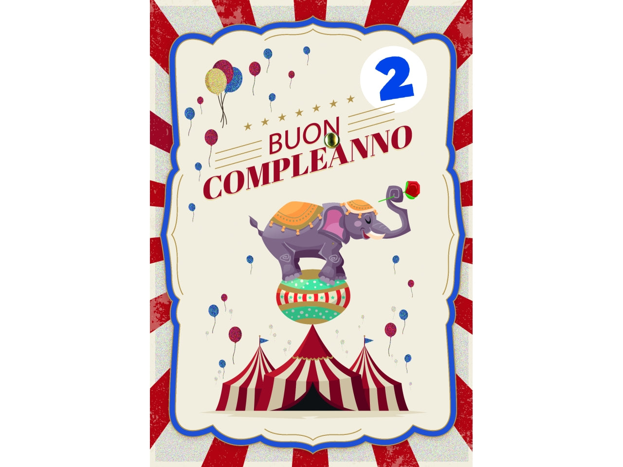 Biglietto buon compleanno bimbi rotella 1-9 elefante