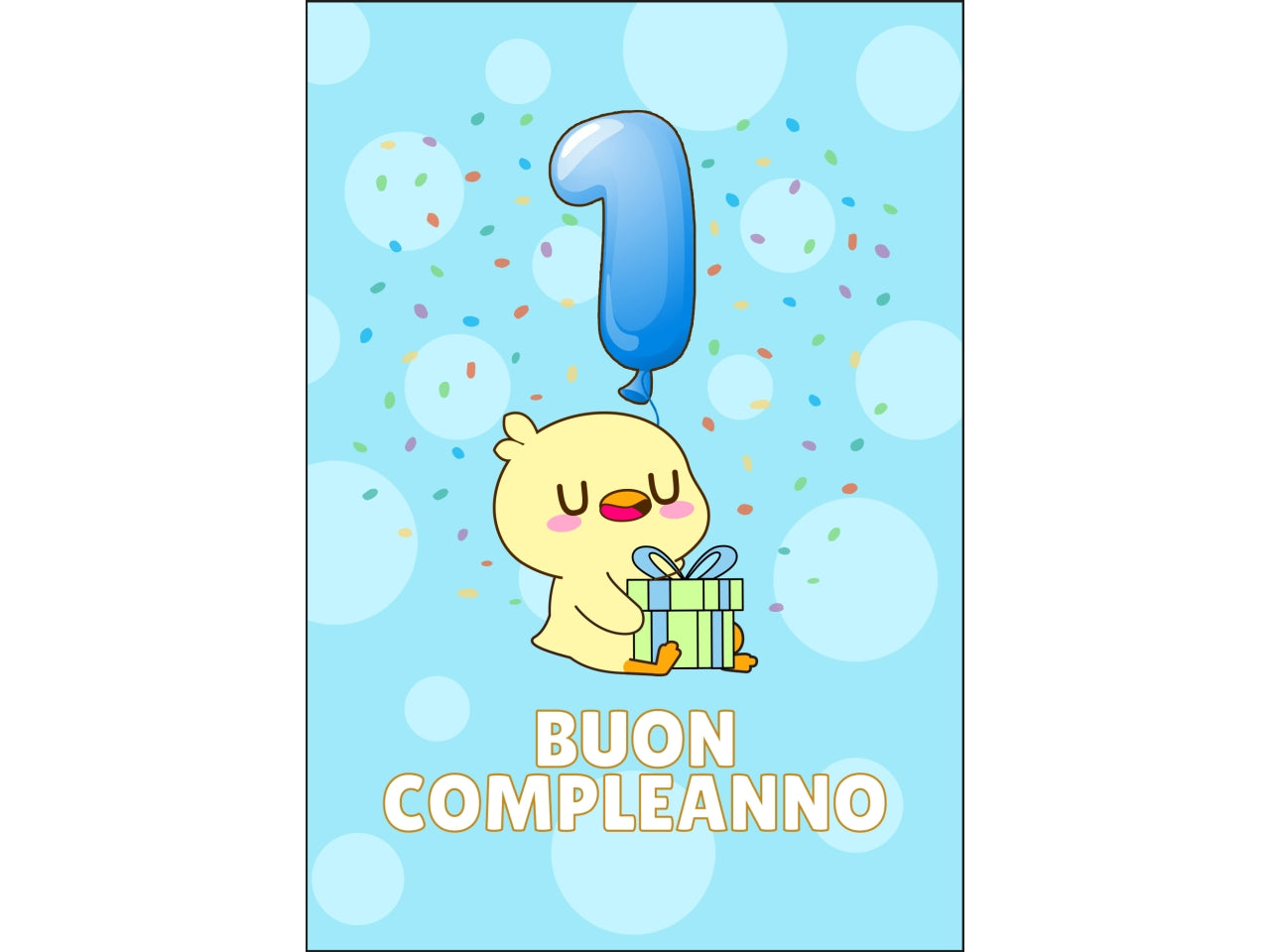 Biglietto buon compleanno bimbi 1° anno azzurro