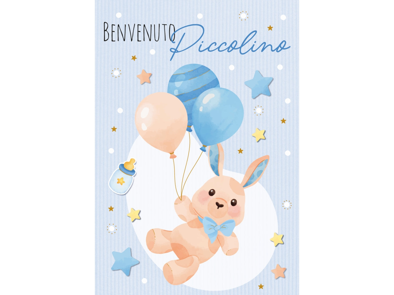 Biglietto lieto evento azzurro coniglietto