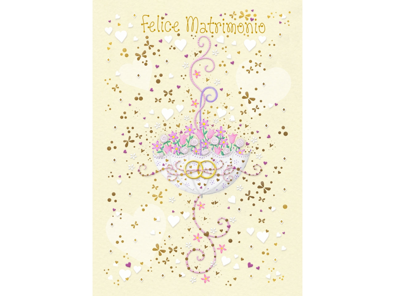 Biglietto felice matrimonio fiori