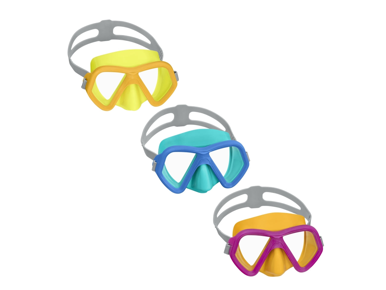 Maschera glider con lenti in policarbonato e protezione uv in pvc baby da 3-6 anni in colori assortiti