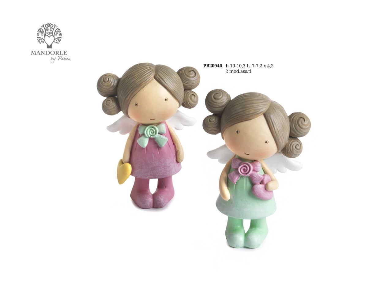 Fatina in resina con cuore 10,3cm in 2 assortimenti