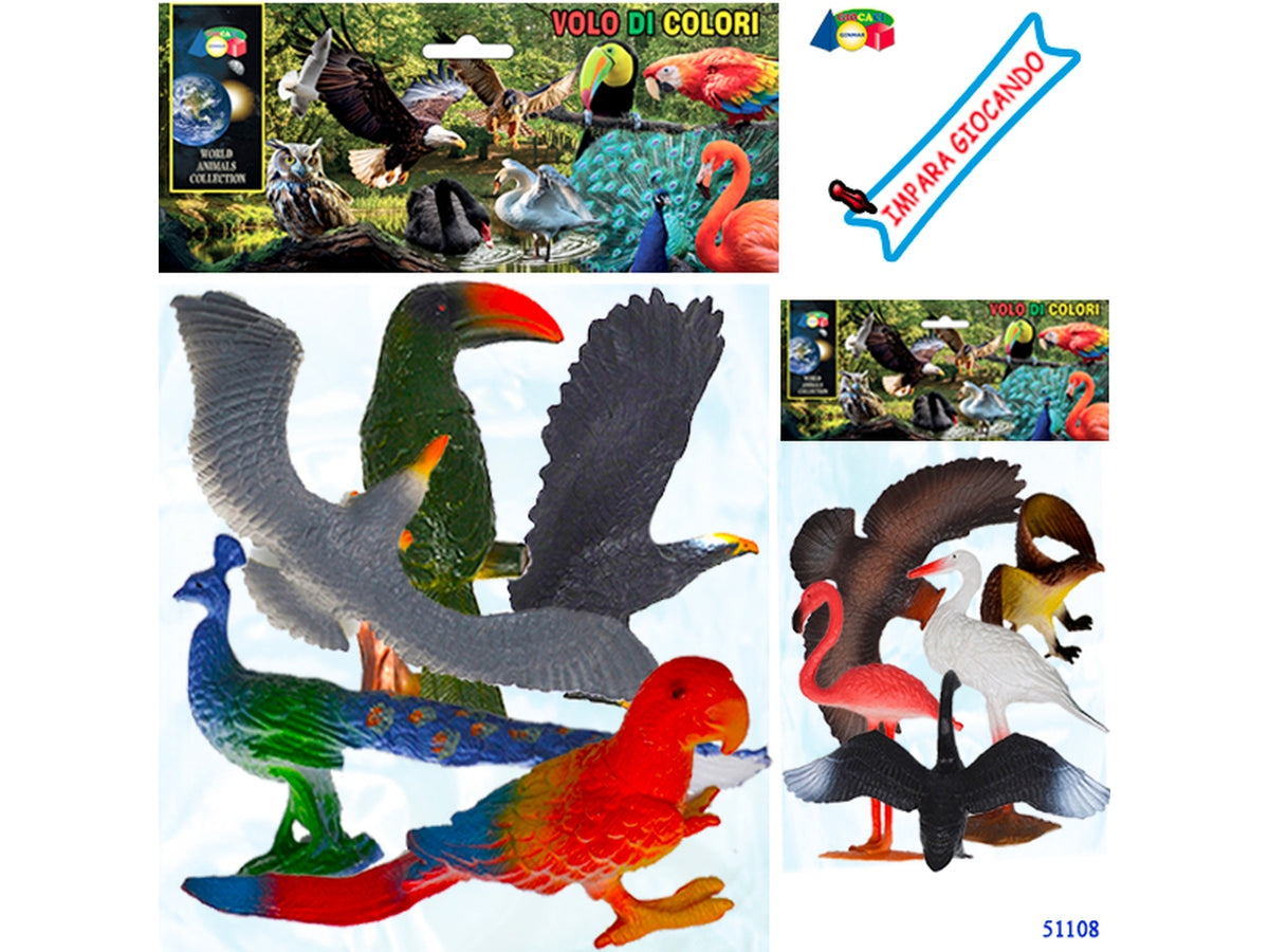 Busta uccelli volo di colori ass.