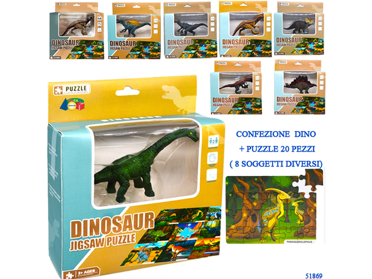 Dinosauro con puzzle 20 pezzi ass.