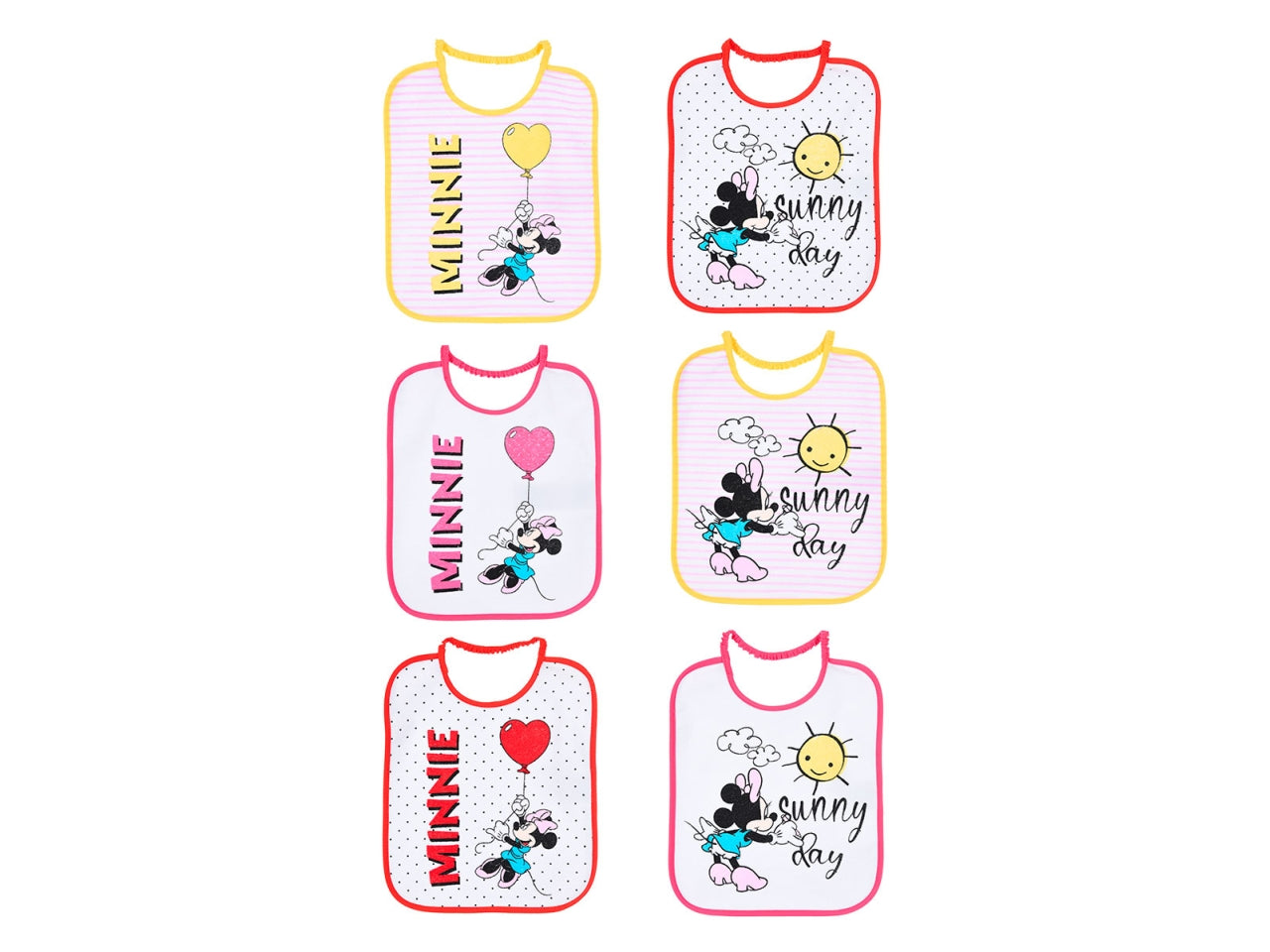 Minnie bavette 27x22,5cm confezione 6 pezzi assortite