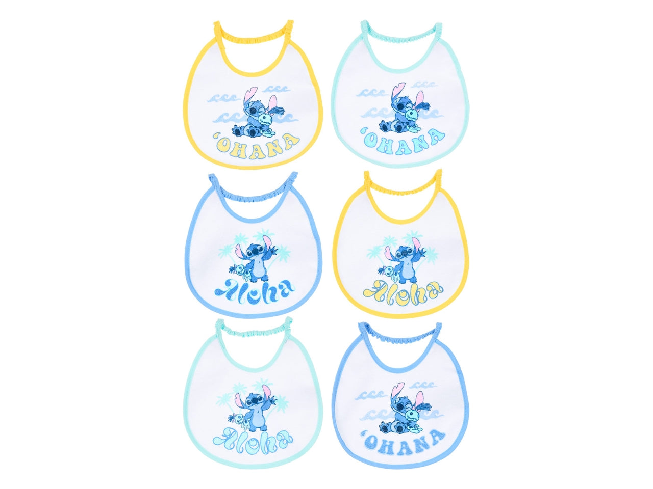 Lilo & stitch bavette 18x18cm confezione 6 pezzi assortite