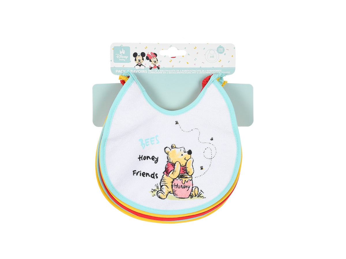 Winnie the pooh bavette 18x18cm confezione 6 pezzi assortite $
