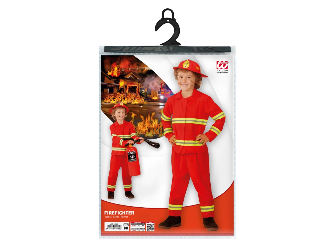 Costume pompiere giacca, pantaloni, elmo