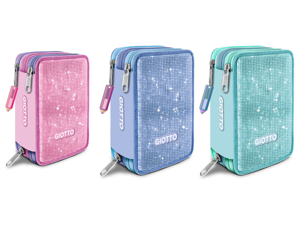 Astuccio 3 zip giotto super crystal collezione premium con pastelli supermina