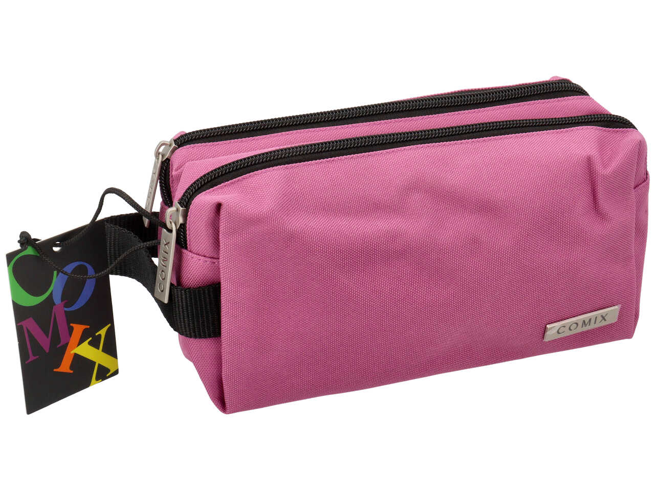 Astuccio 2 zip comix monocolore mauve