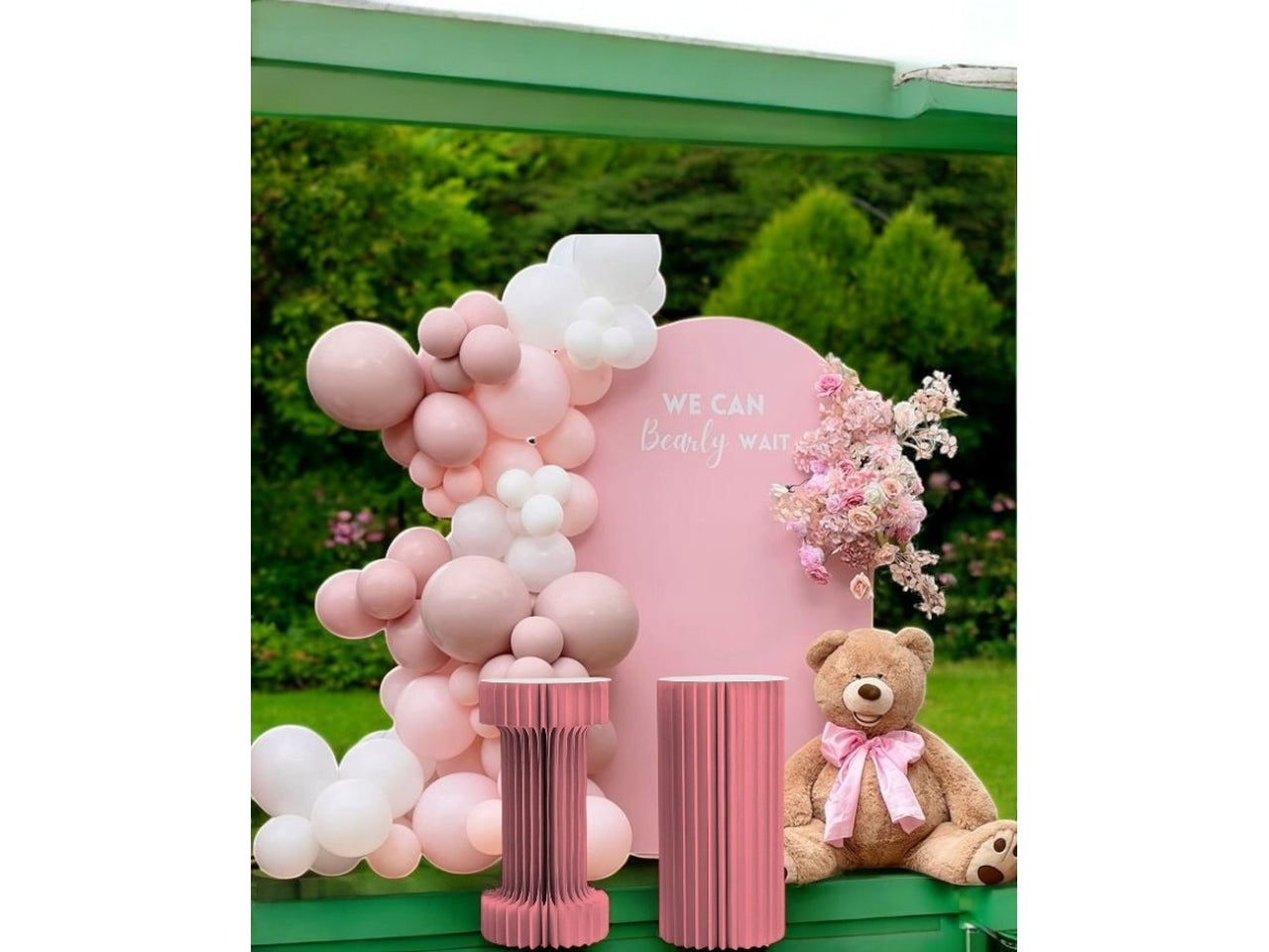 Colonna 2forme plissettate con led d.30xh.100cm rosa antico