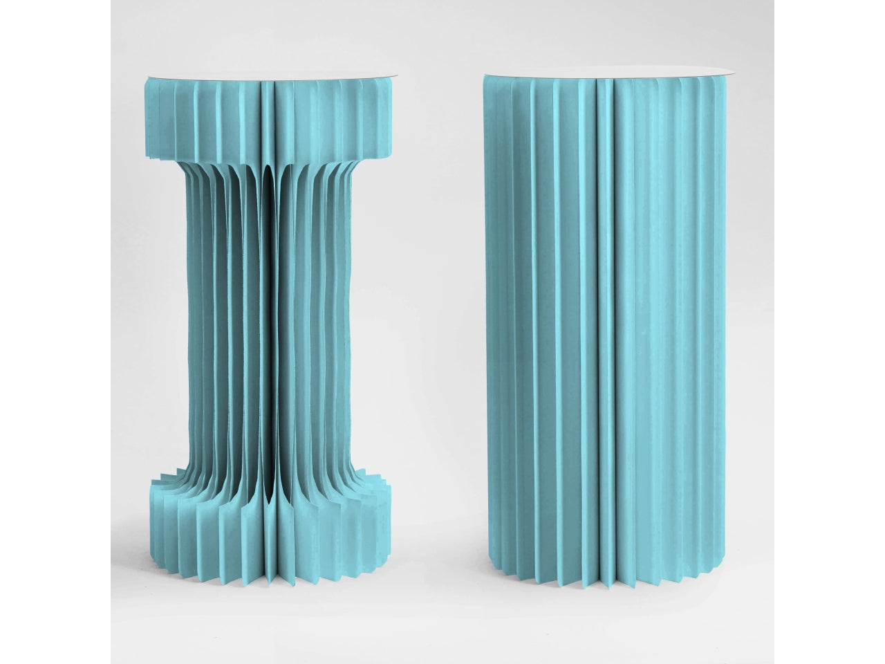 Colonna 2forme plissettate con led d.30xh.40cm azzurro