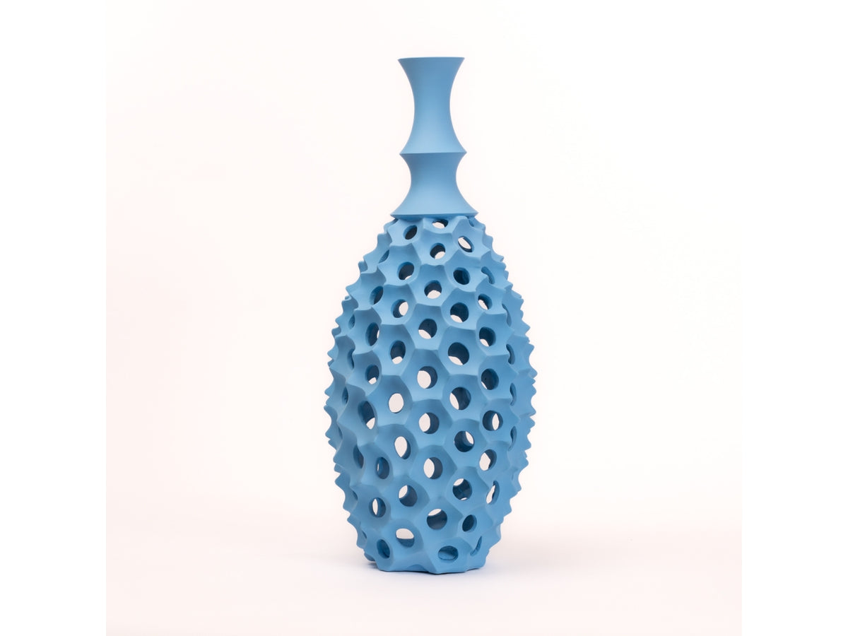 Vaso traforato slim 16x38cm turchese