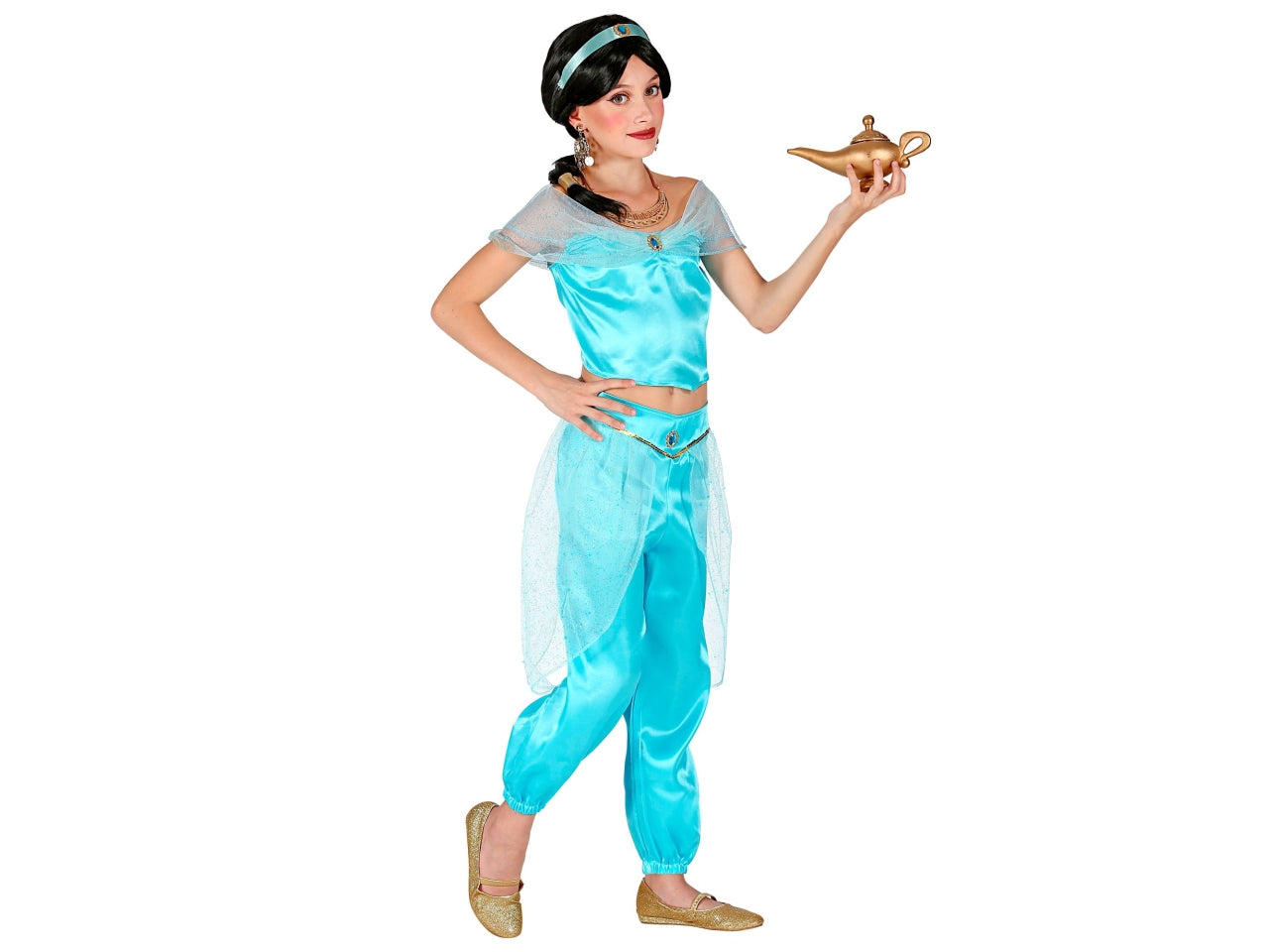 Costume principessa araba (top, pantaloni, fascia per testa) altezza 128cm/5-7 anni