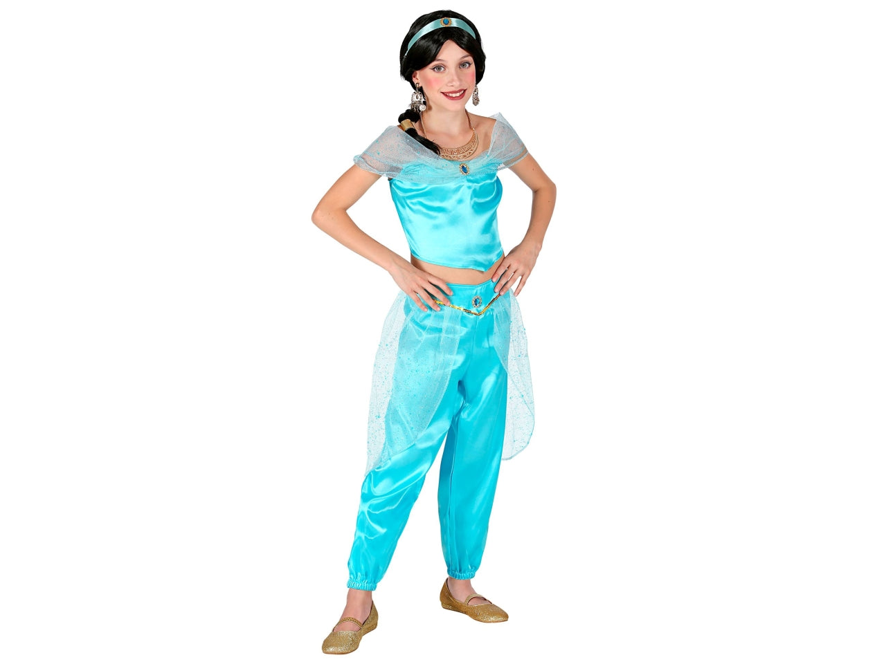 Costume principessa araba (top, pantaloni, fascia per testa) altezza 128cm/5-7 anni