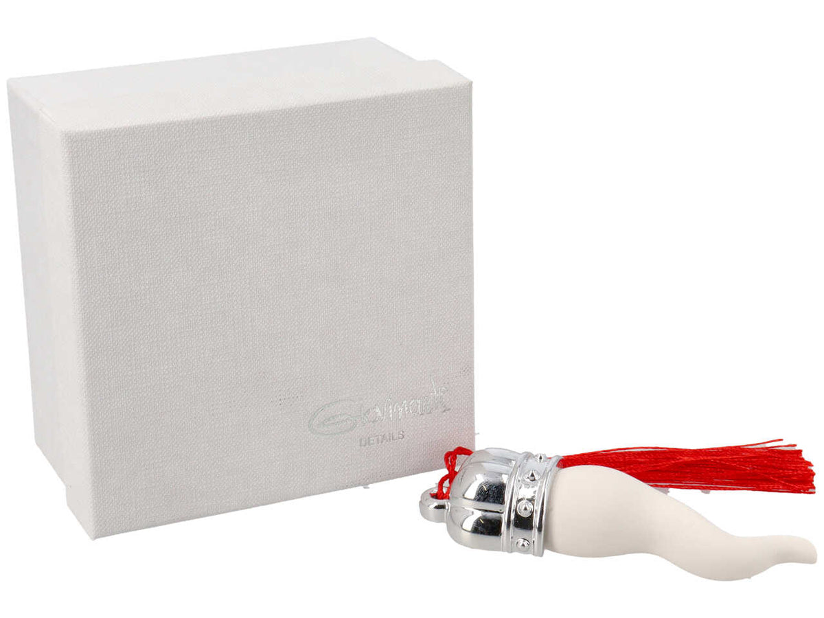 Corno bianco piatto h.10cm con corona argento