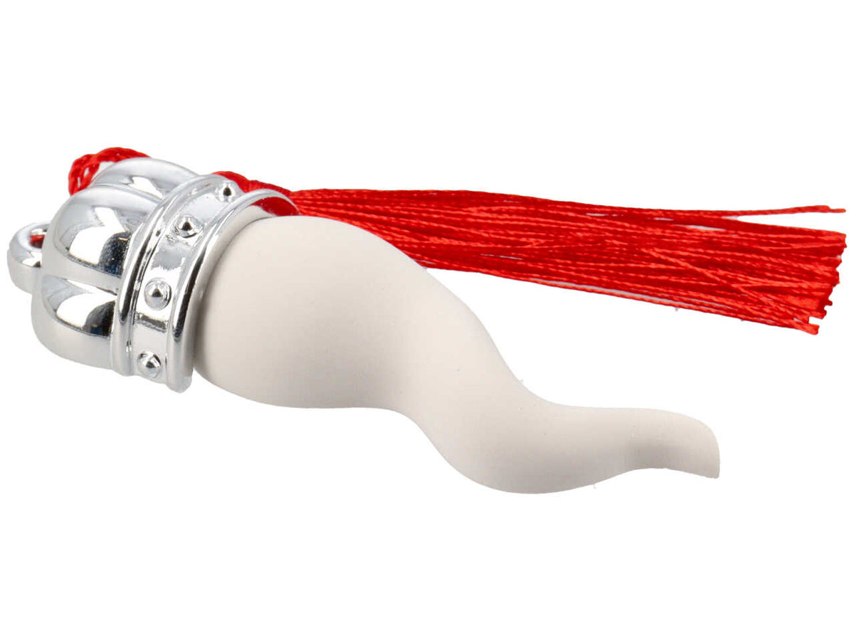 Corno bianco piatto h.10cm con corona argento