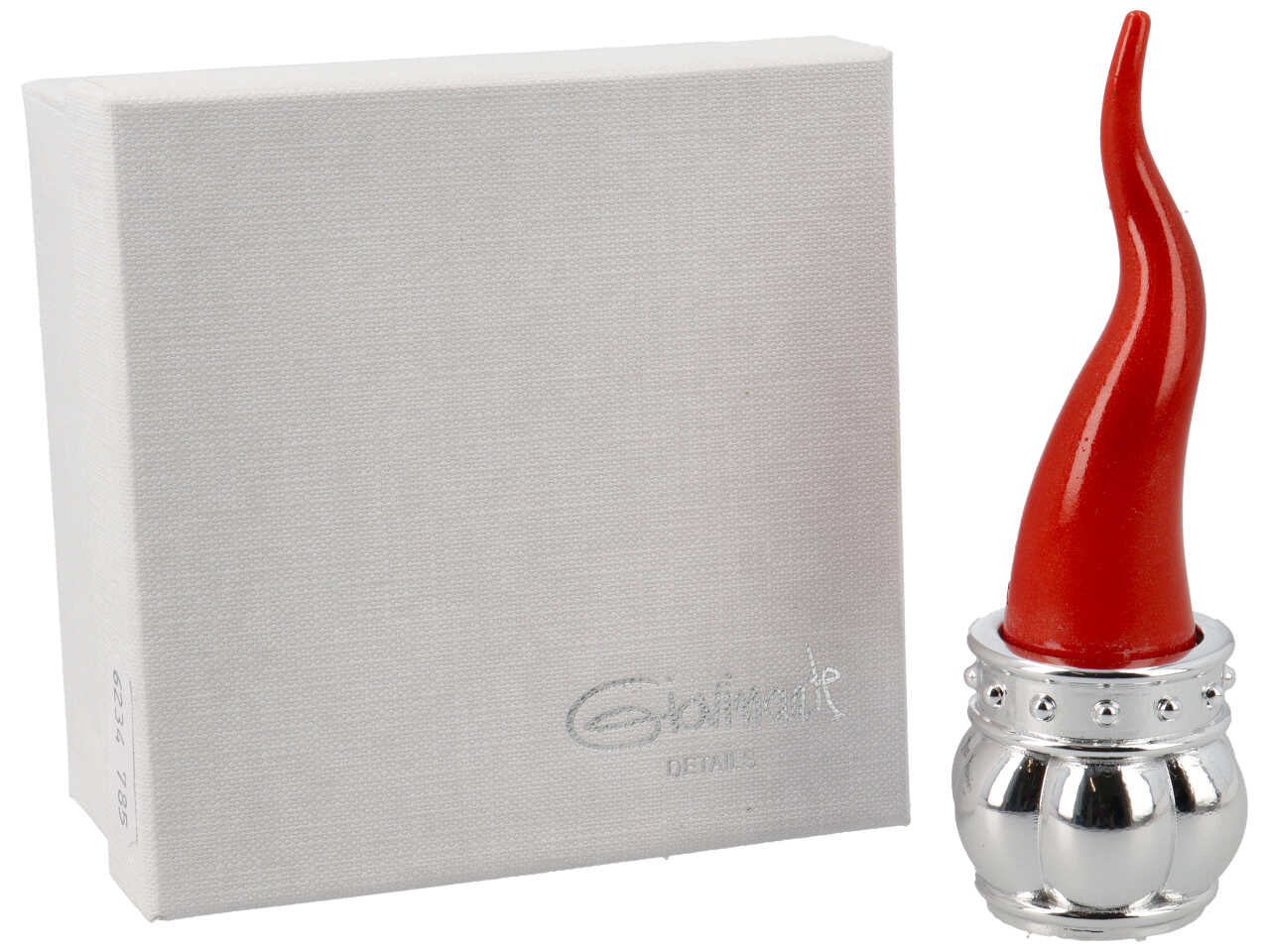 Corno rosso h.12cm con corona argento