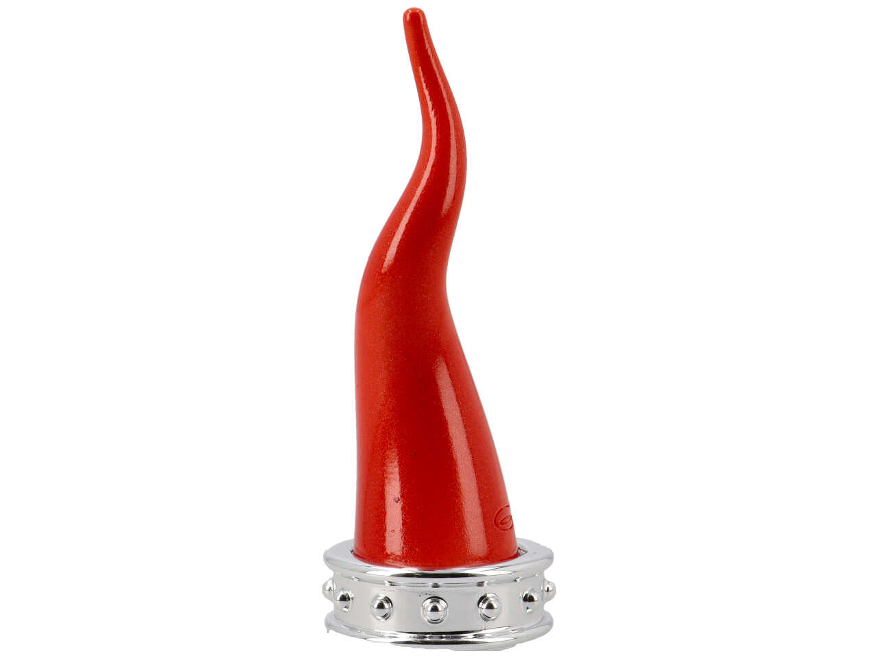 Corona argento h.9,5cm con corno rosso