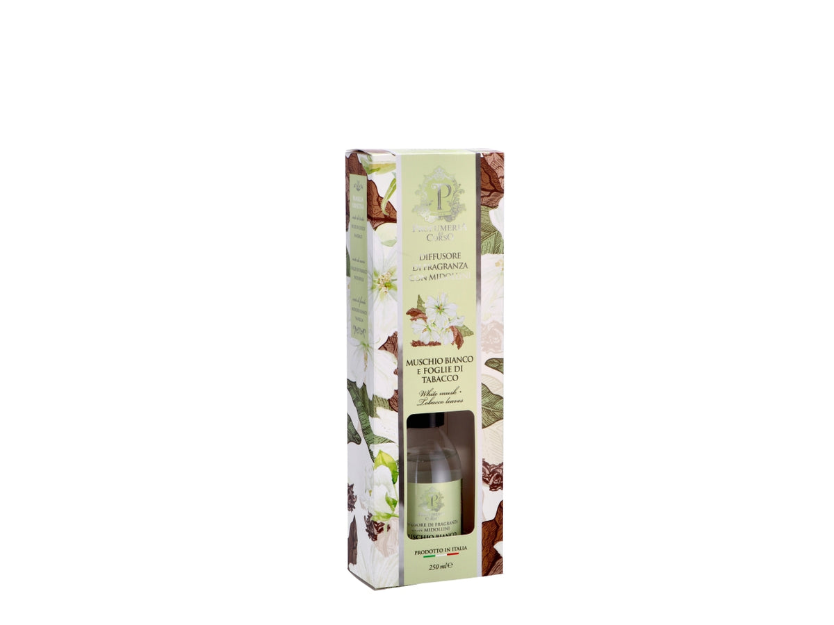 Diffusore di essenze con bacchette 250ml al profumo di muschio e foglie di tabacco