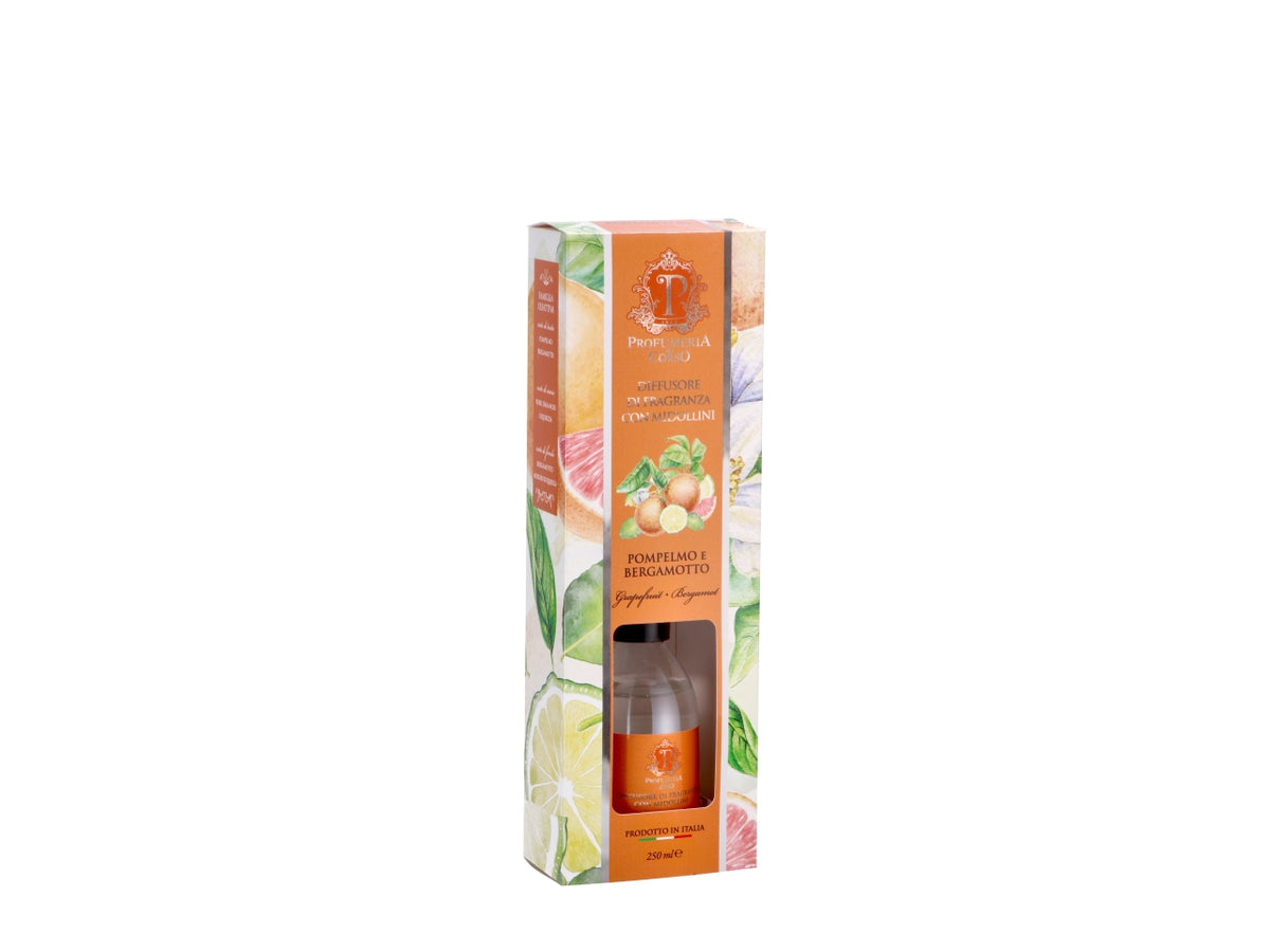 Diffusore di essenze con bacchette 250ml al profumo di pompelmo e bergamotto