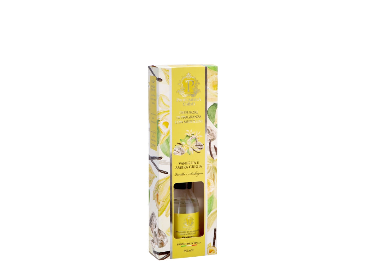 Diffusore di essenze con bacchette 250ml al profumo di vaniglia e ambra