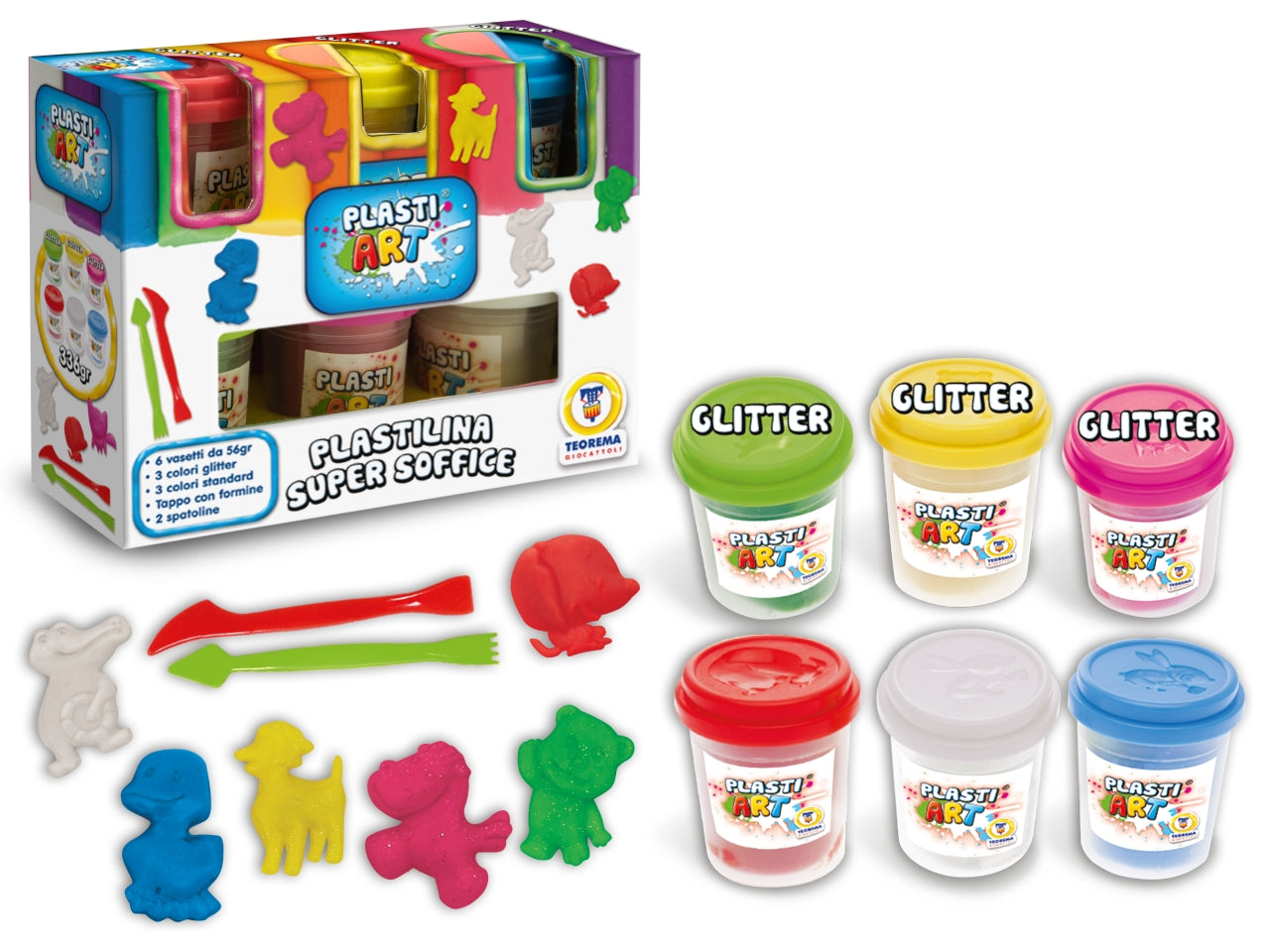 Plastiart - 6 vasetti con utensili da 56gr