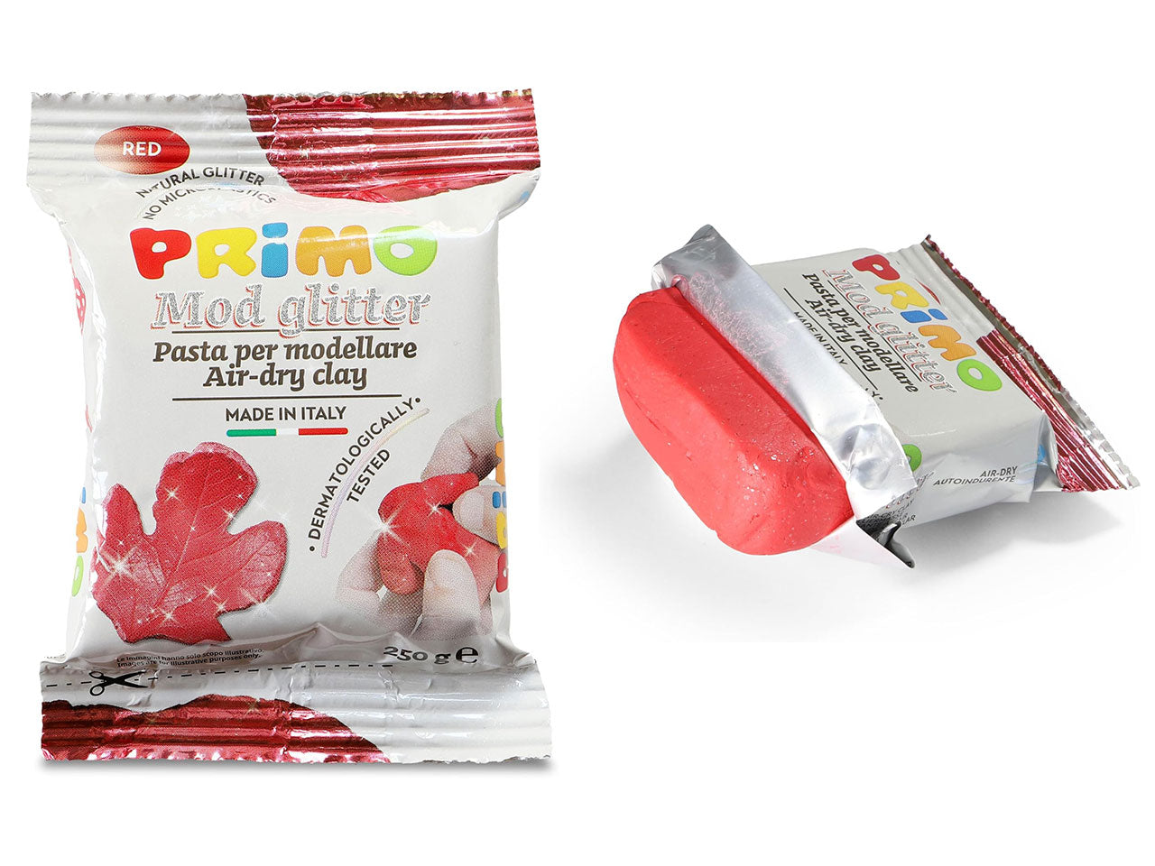 Primo mod glitter pasta da modellare 250g rossa