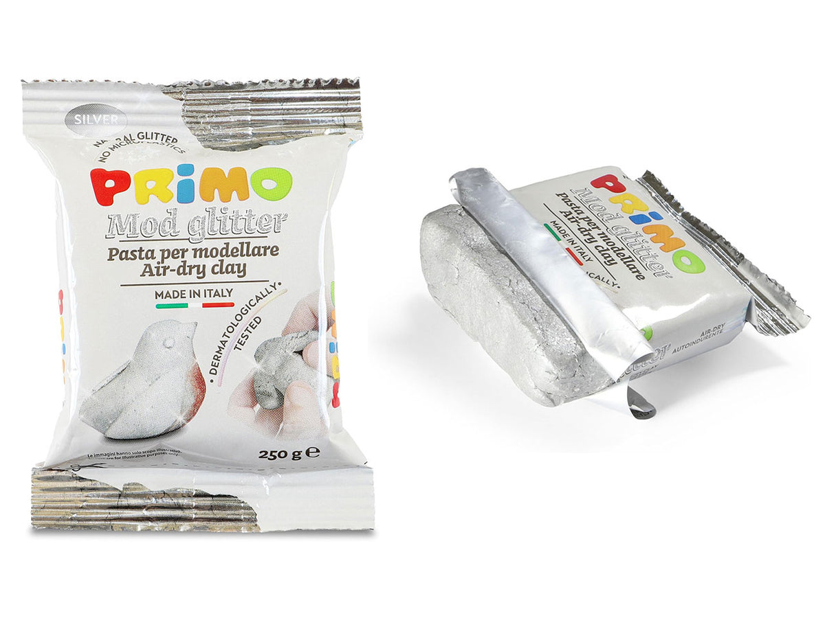 Primo mod glitter pasta da modellare 250g argento