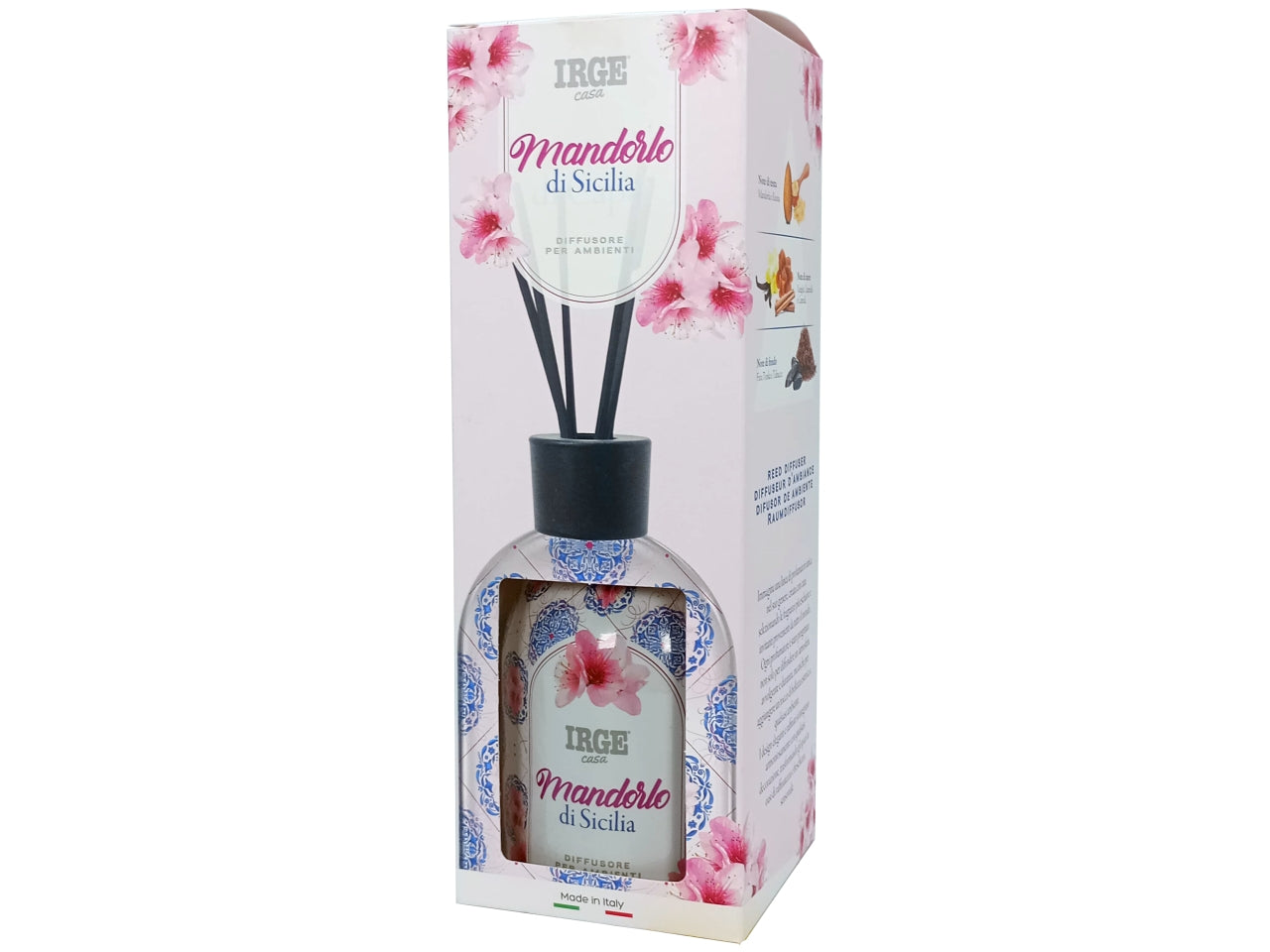 Diffusore di essenza con bottiglia decorata 500ml profumazione mandorlo di sicilia