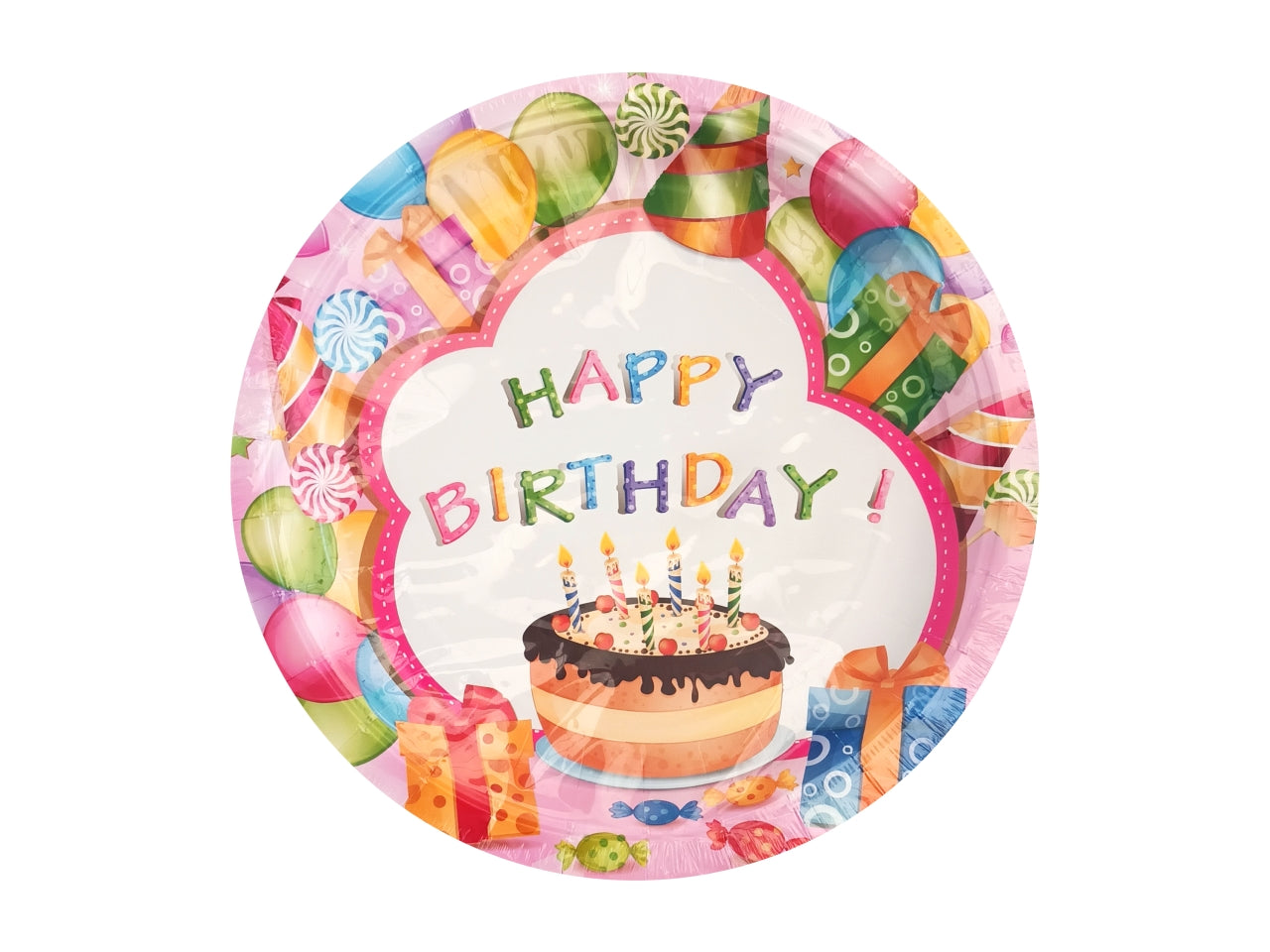 Piatti piani in carta confezione 8 pezzi buon compleanno bimba