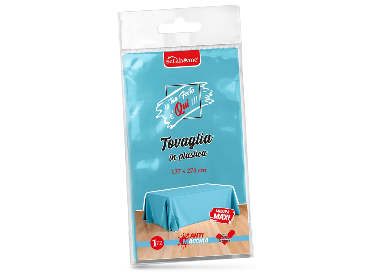 Tovaglia in plastica azzurra 137x274cm