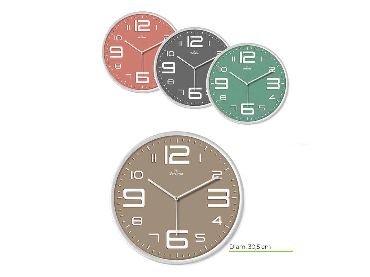 Orologio da parete abs d.30,5cm movimento sweep 4 design assortiti