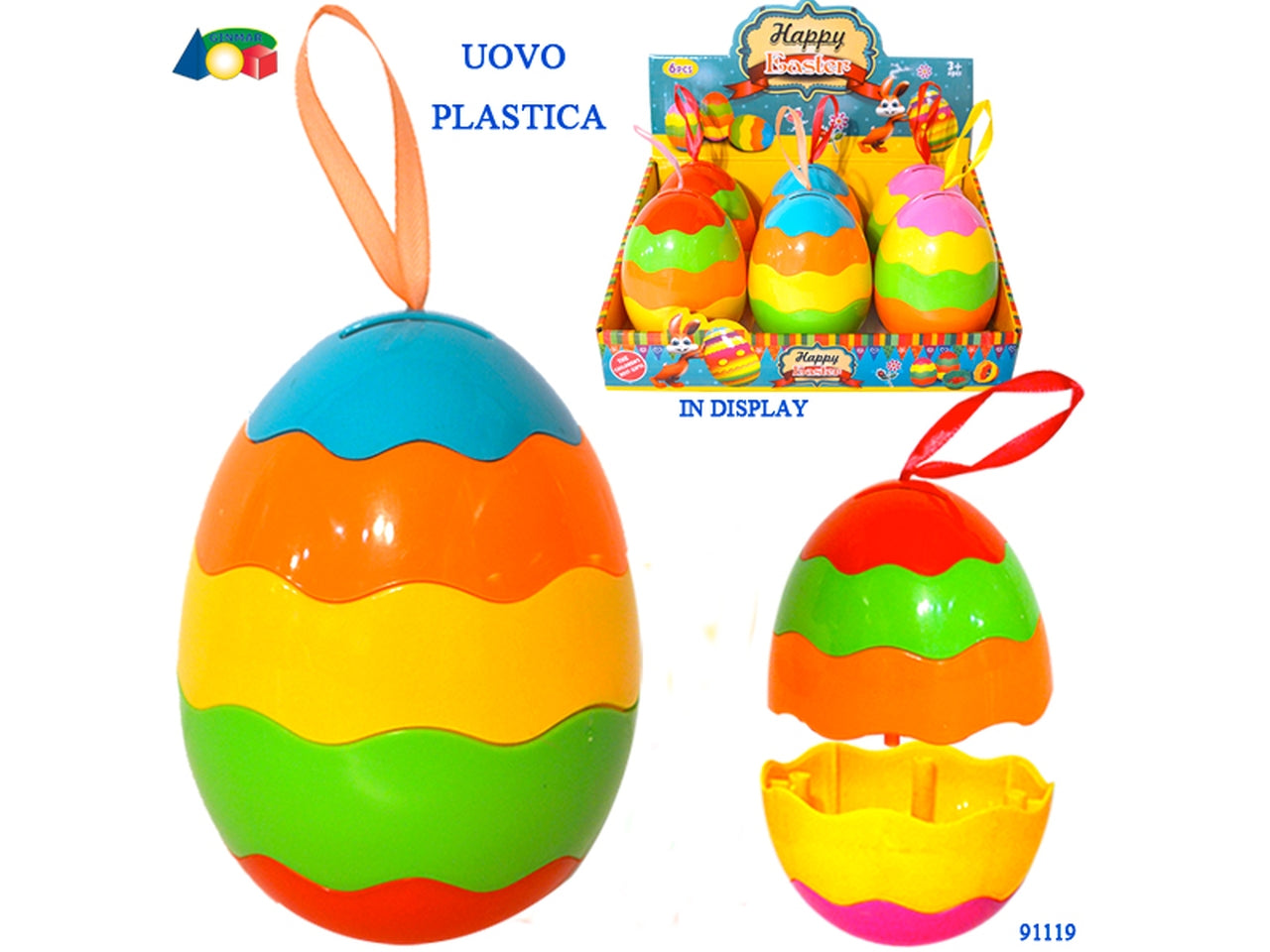 Uovo plastica multicolore