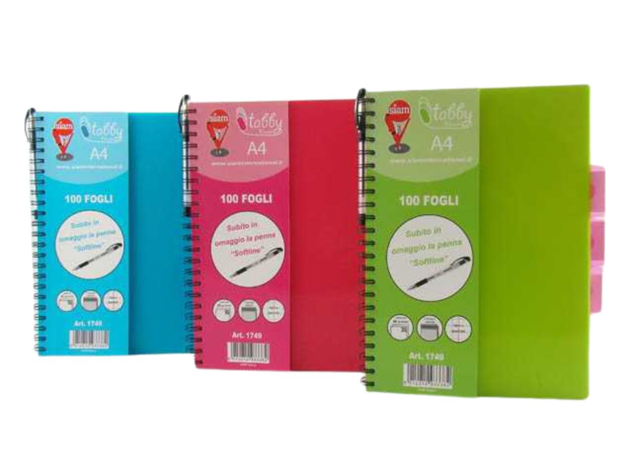 Tabby book spiralato a4 100 fogli 80gr. con 3 divisori