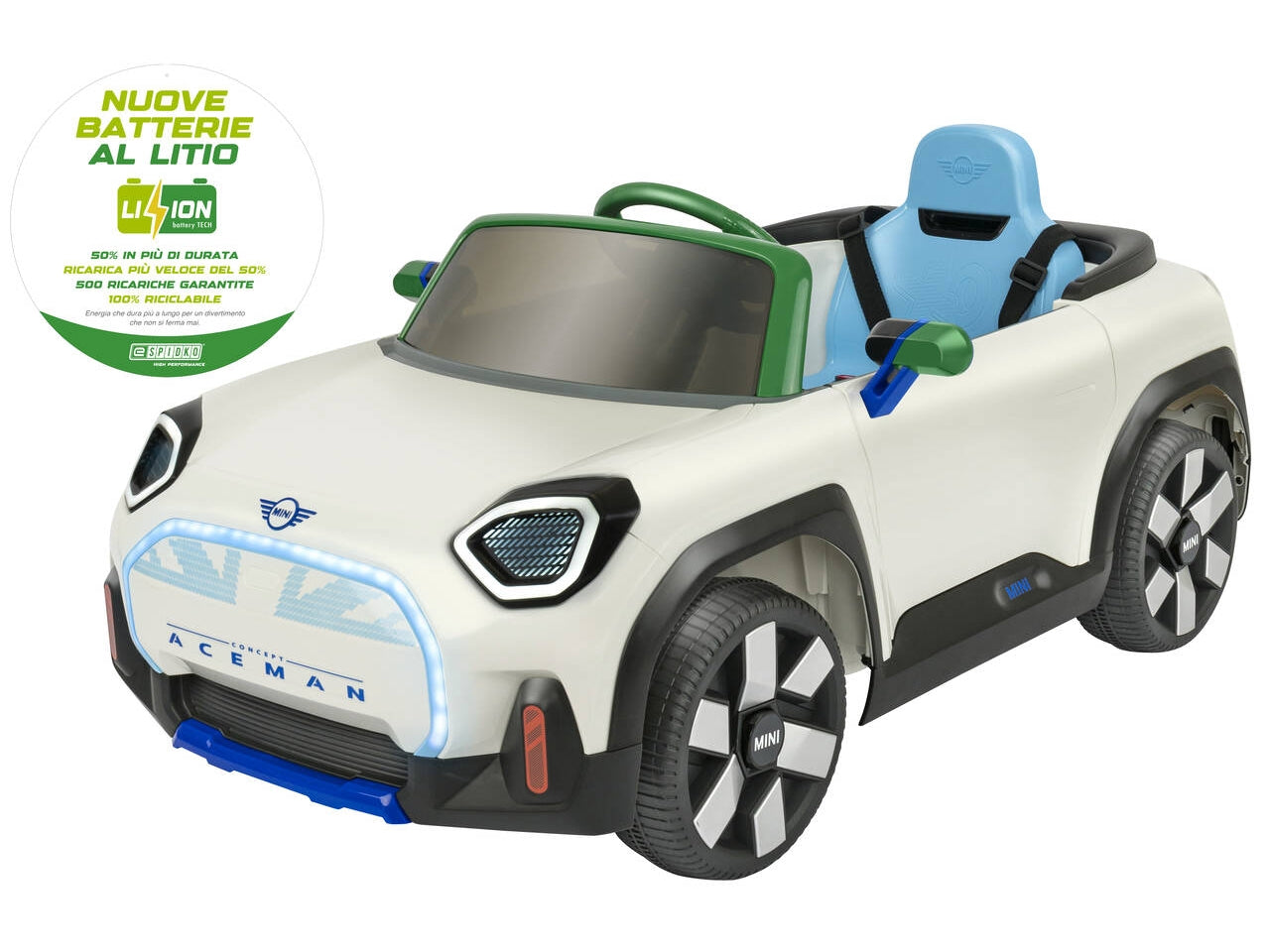 Auto mini aceman 12v 2.4ghz con radiocomando bianca $