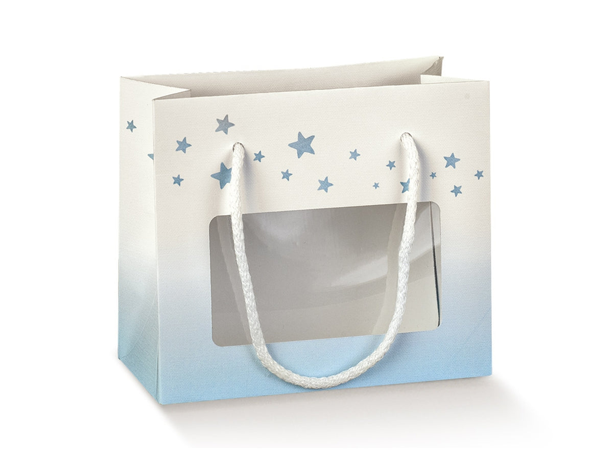 SHOPPERBOX ORSO AZZURRO CON FINESTRA 16X8X14CM
