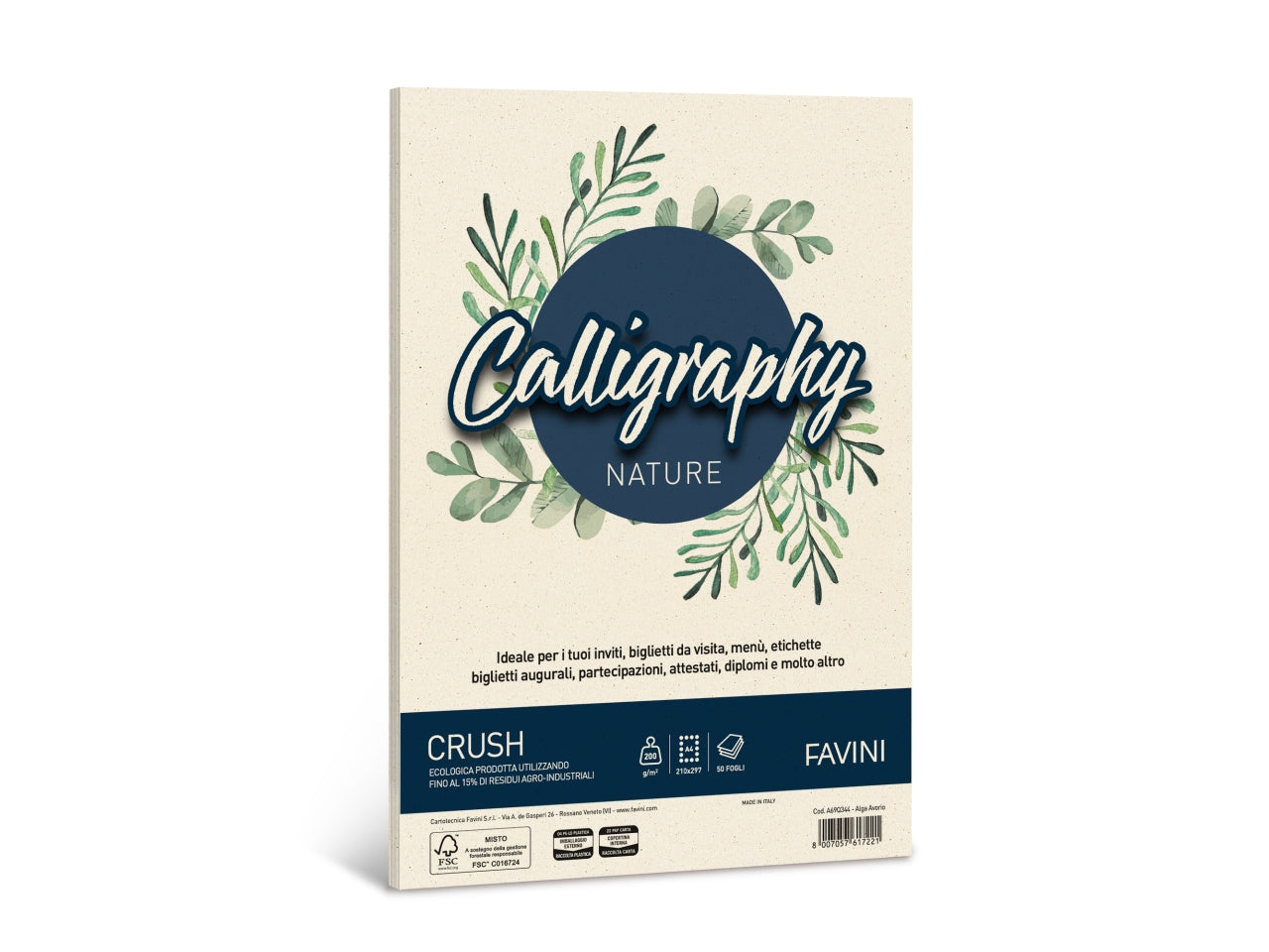 CARTA CALLIGRAPHY CRUSH ALGA A4 200GR 50 FOGLI AVORIO