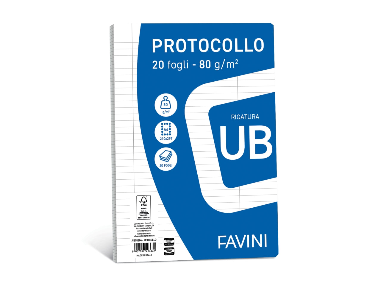 PROTOCOLLO A4 80G USO BOLLO 20 FOGLI
