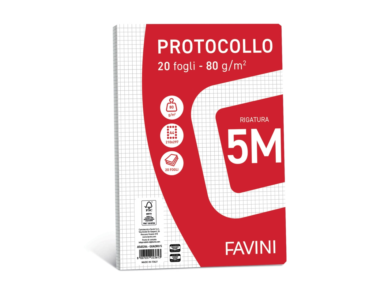 PROTOCOLLO A4 80G 5M 20 FOGLI