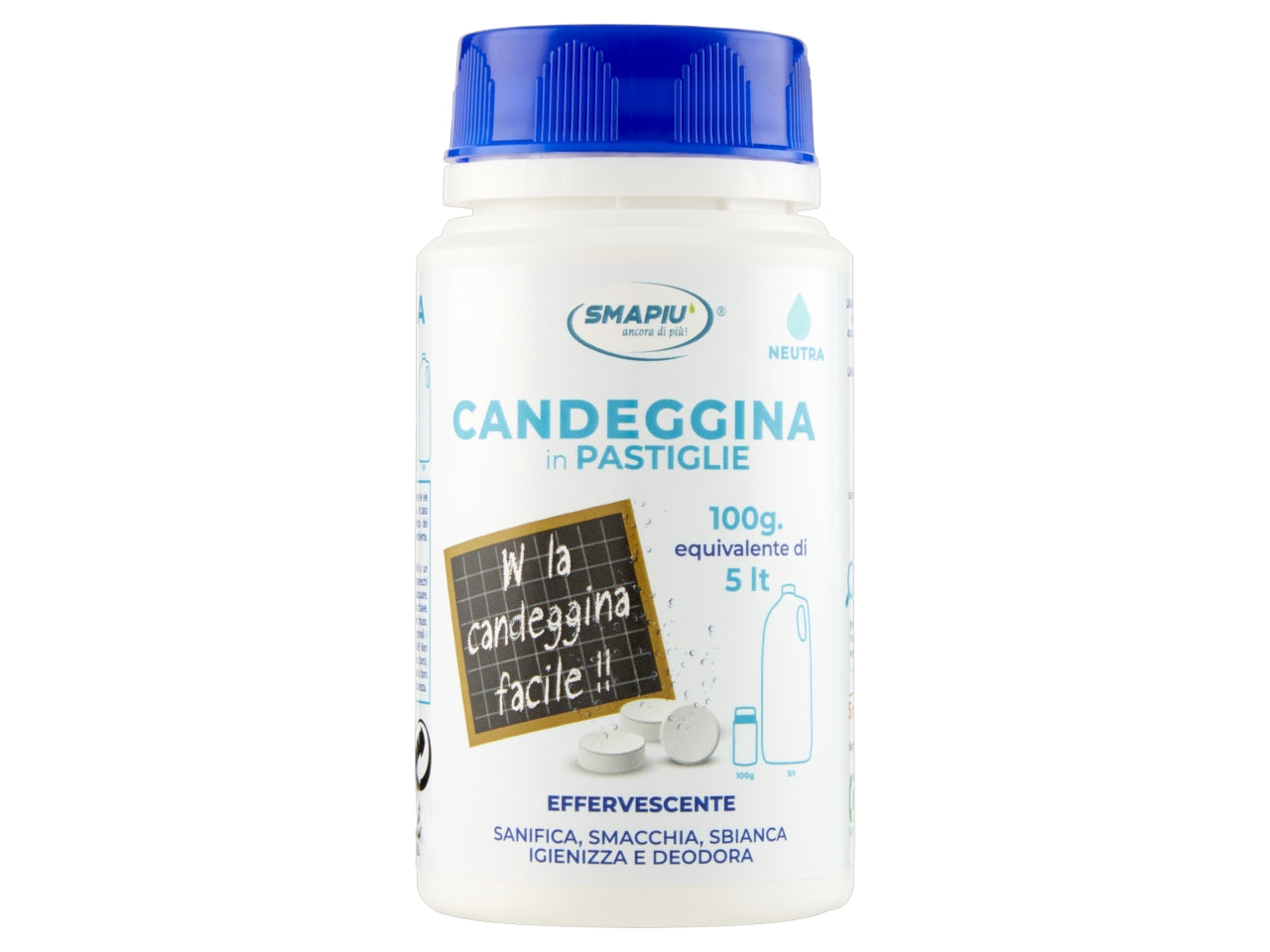 SMAPIU' CANDEGGINA CLASSIC NEUTRA IN FLACONE DA 40 PASTIGLIE $