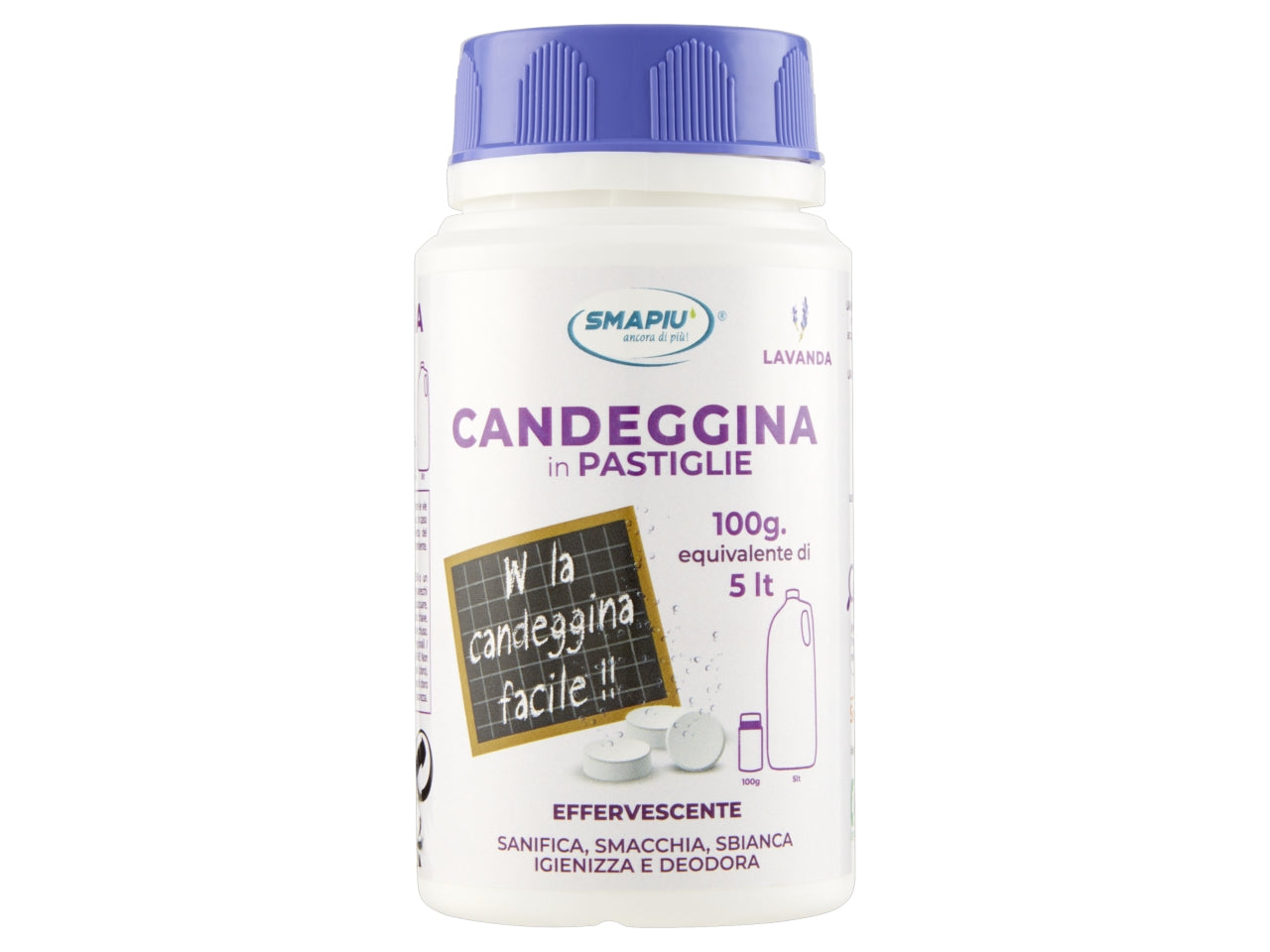 SMAPIU' CANDEGGINA CLASSIC LAVANDA IN FLACONE DA 40 PASTIGLIE $