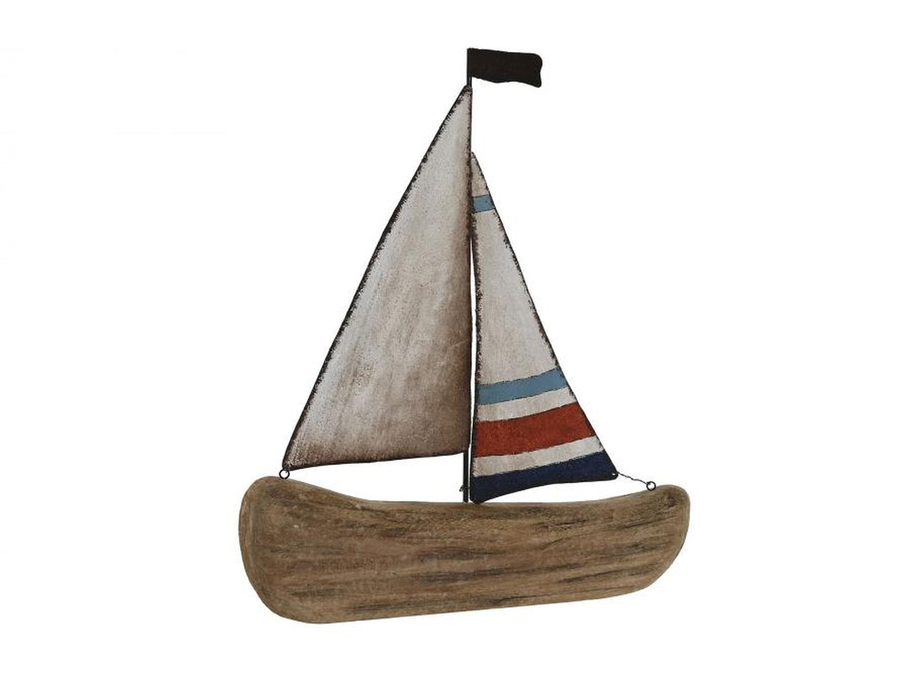 Decorazione barchetta metallo 39x6x46cm di colore naturale