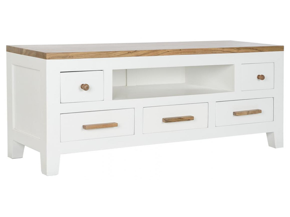 Mobile tv mango acacia 125x40x50cm di colore bianco