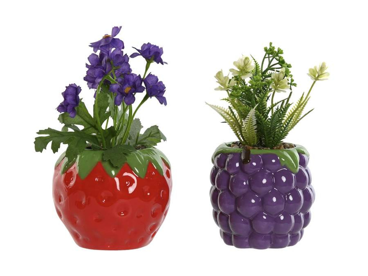 Pianta dolomite con vaso forma di frutta 10,5x10,5x20cm in 2 modelli assortiti