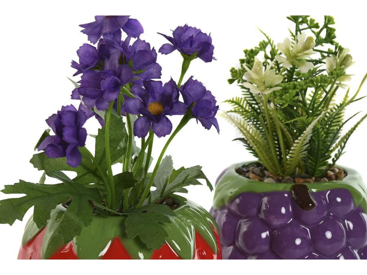 Pianta dolomite con vaso forma di frutta 10,5x10,5x20cm in 2 modelli assortiti